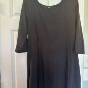 Black cotton midi dress